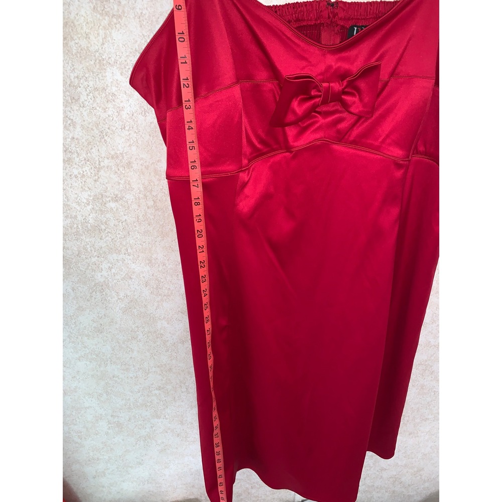 NWT R&K Originals Red Satin Bow Cocktail Dress Women Size 24 - Picture 11 of 14